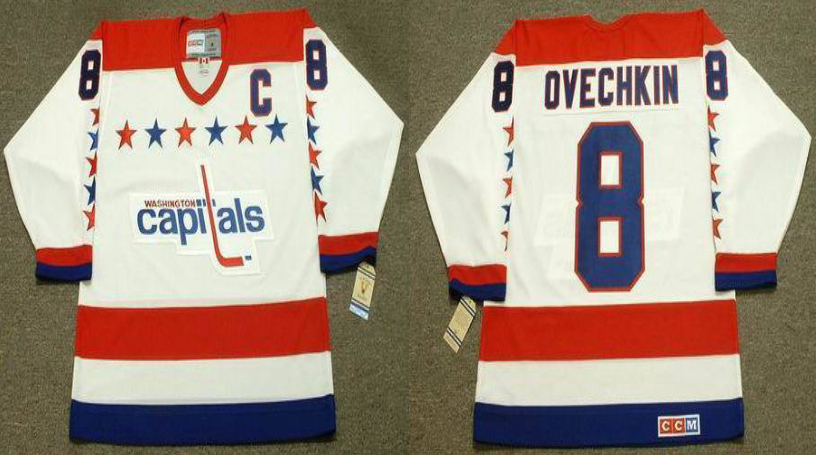 2019 Men Washington Capitals #8 Ovechkin white CCM NHL jerseys->washington capitals->NHL Jersey